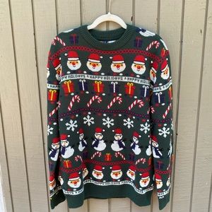 H&M Green Santa Christmas Sweater - Medium